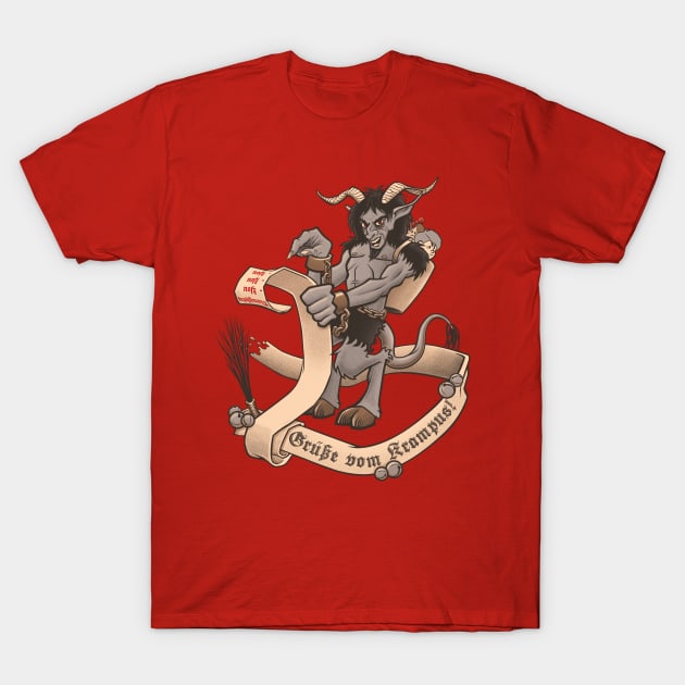 Krampus Greetings - Grüße vom Krampus T-Shirt by kgullholmen